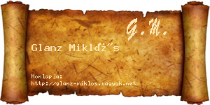 Glanz Miklós névjegykártya