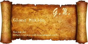 Glanz Miklós névjegykártya